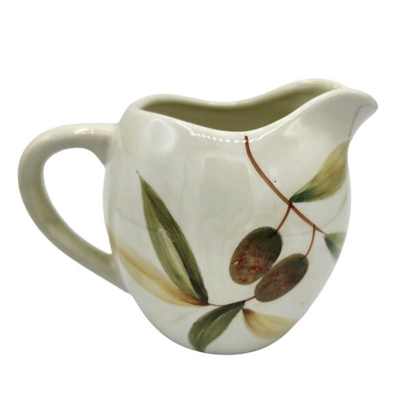 NEW 2005 Nicoise by Target Home Olive Leaves Plant Ceramic Creamer Jar Pitcher - Picture 1 of 6